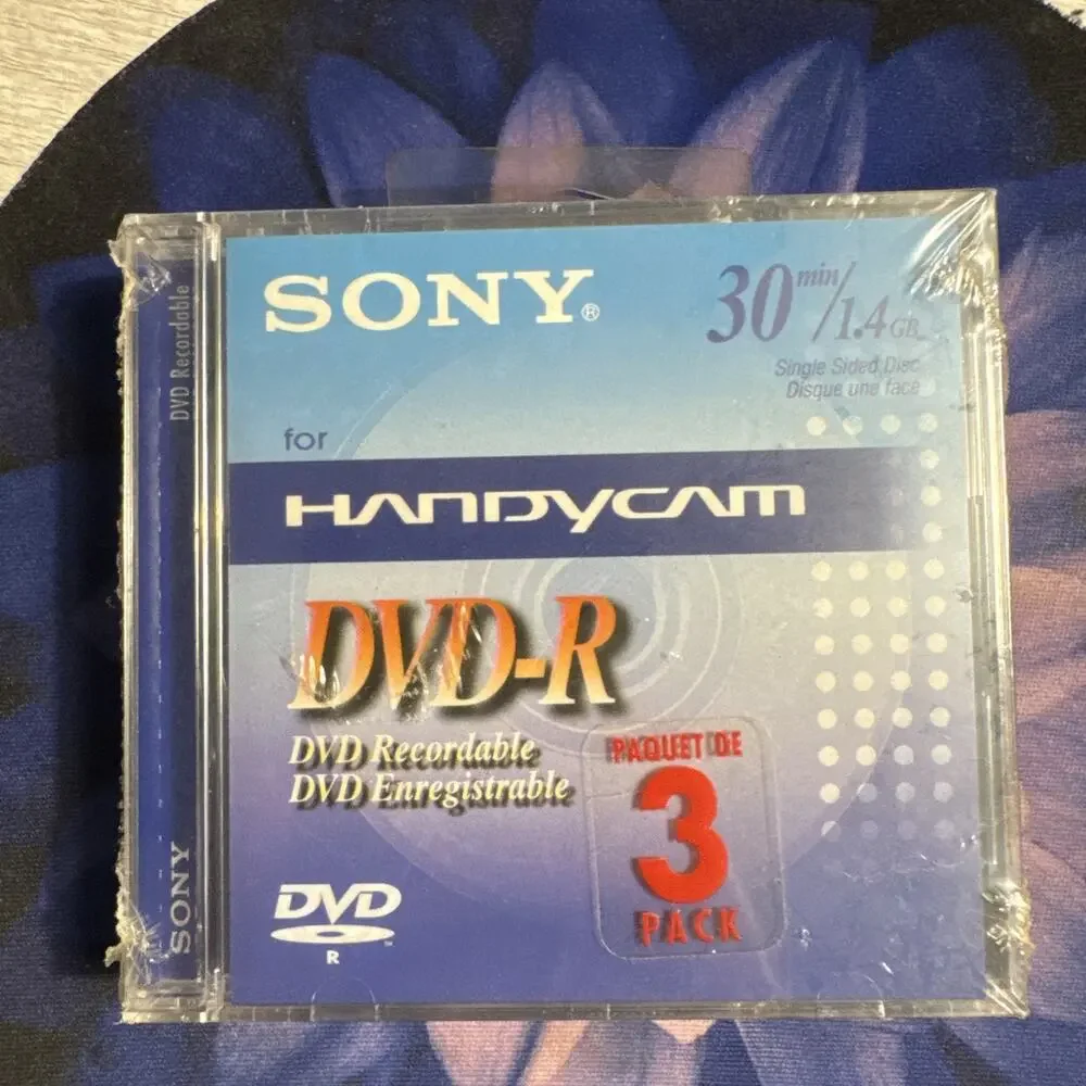 LOT of (3) SONY HANDYCAM DVD-R DVD Recordable! 30 min, 1.4 GB, BRAND NEW Sealed